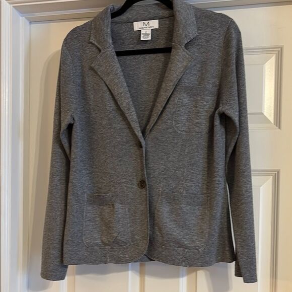 Magaschoni Gray Cardigan Sweater with Notched Lapel - Picture 1 of 6